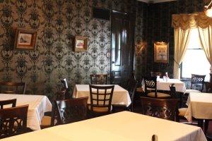 Small, front dining room at Naples Hotel, Naples, NY