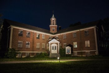 Night photograph of Rolling Hills Asylum